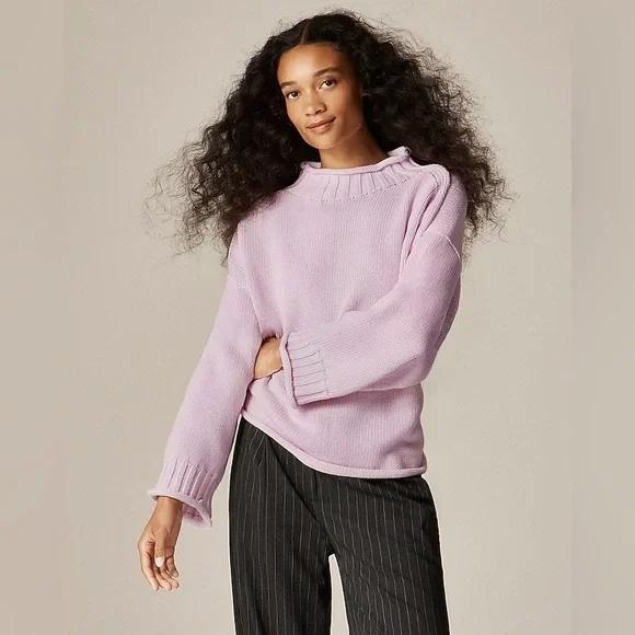 J. Crew Sweaters - J.Crew Heritage Rollneck Cotton Sweater Peppermint Ice Lilac Purple Medium
